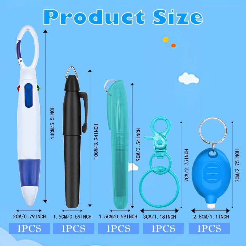 Daemson Nurse Pen Set, Badge Reel Pen Include Highlighter, Permanent Marker, LED Keychain Flashlight, Ballpoint Pen, and Nursing Keychain Clip (Blue) - Image 2